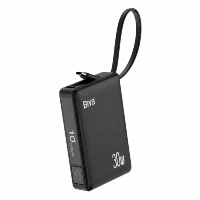 پاوربانک 10000 بیوا Biva BP-024 Fast Charging Power Bank توان 30 وات با کابل متصل
