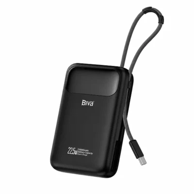 پاوربانک 10000 بیوا Biva BP-023 توان 22.5 وات با کابل متصل