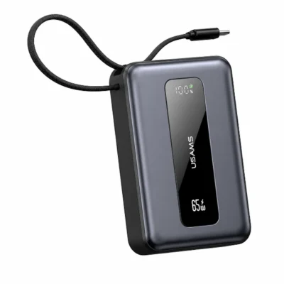 پاوربانک 20000 یوسمز USAMS CD243 توان 65 وات با کابل متصل