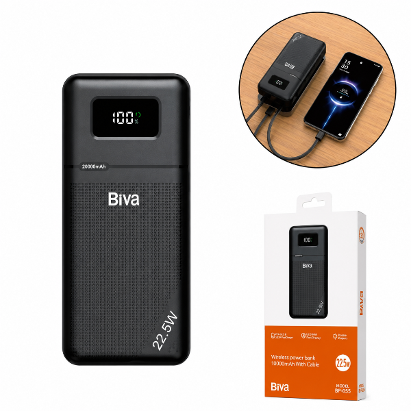 پاوربانکBiva مدل BP-053 توان 22.5 وات ظرفیت 10000 پاوربانکBiva مدل BP-053 توان 22.5 وات ظرفیت 10000